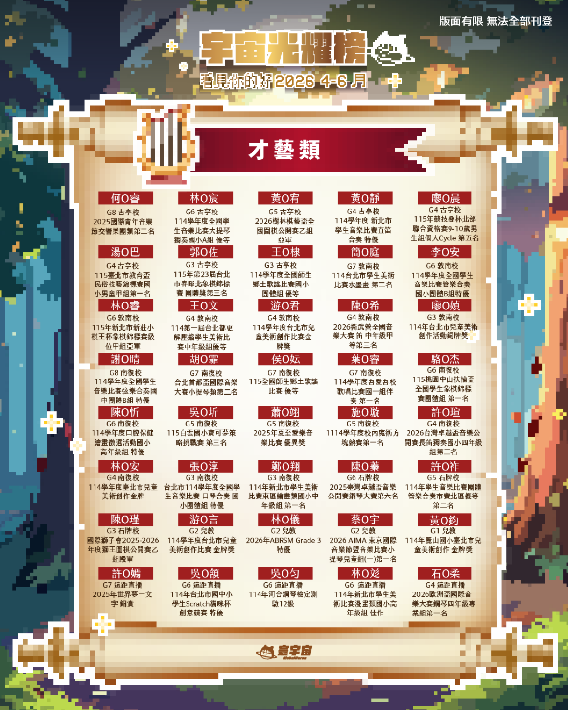 才藝競賽榜單